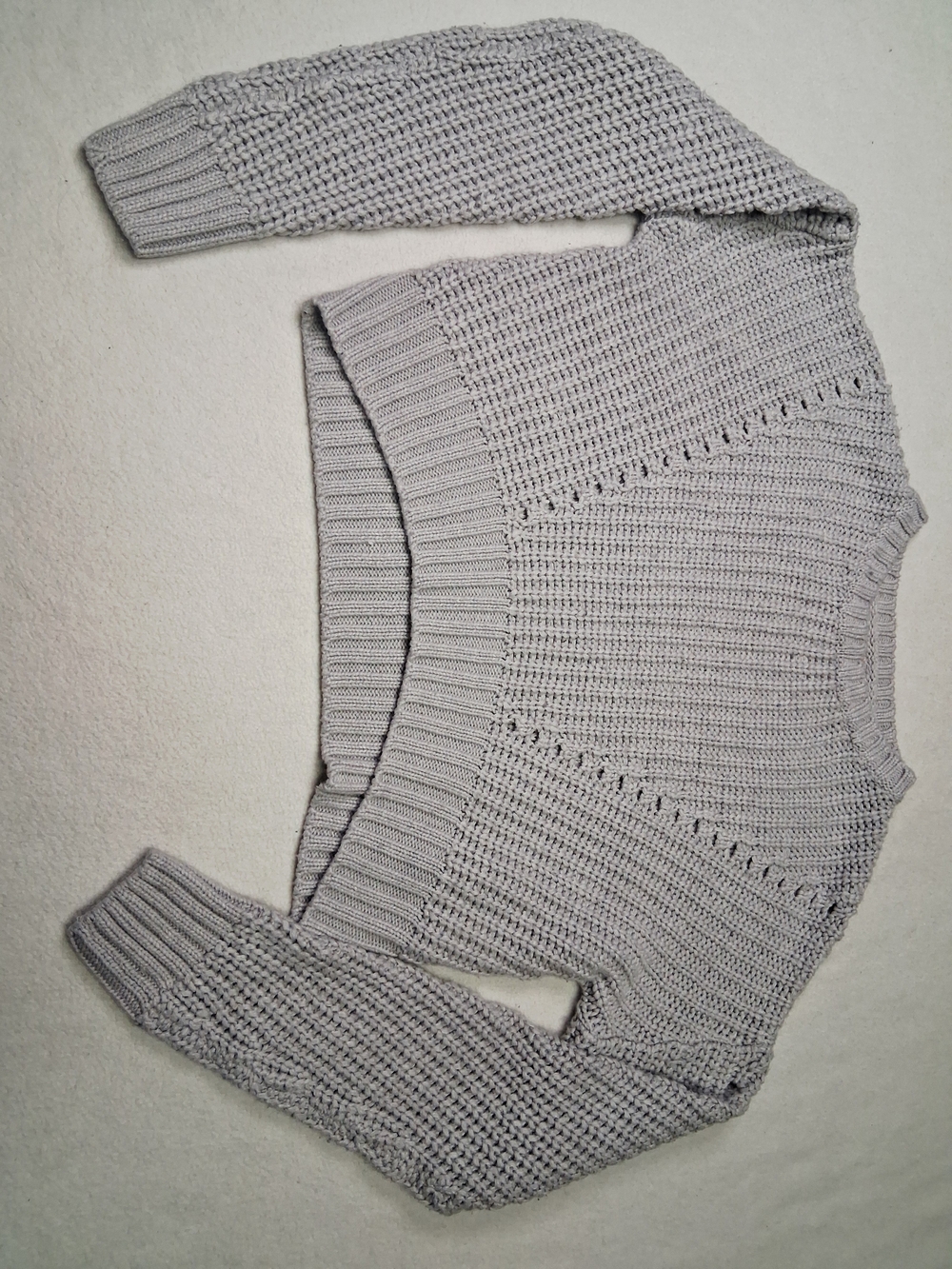 Harlow Light Gray Cropped Crewneck Sweater